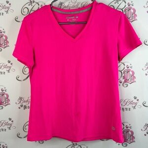 Reel Legends free line shirt neon fishing Hot Pink V-Neck Short Sleeve Top